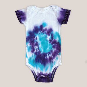 Burst of Energy Organic Tie Dye Bodysuit Hand Dyed Onesie Purple White